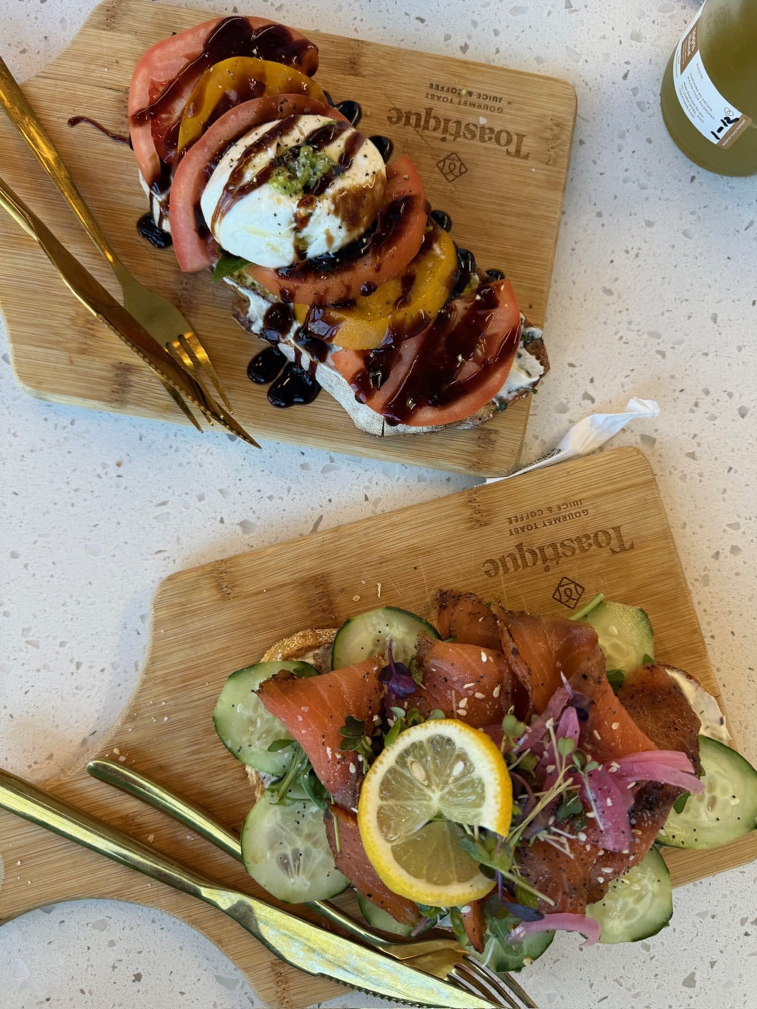 Burrata and smoked salmon tartines