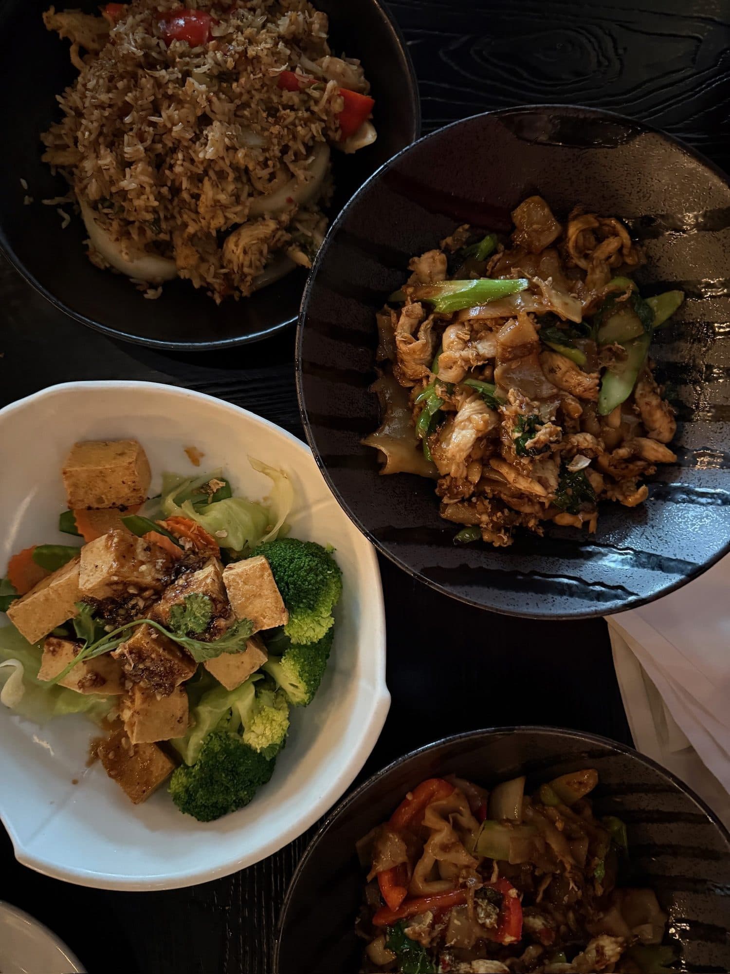 Thai noodles, tofu, and stir-fry